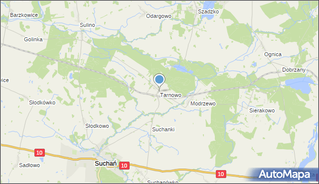 mapa Tarnowo, Tarnowo gmina Suchań na mapie Targeo