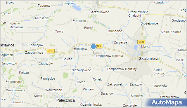 mapa Tempoczów-Kolonia, Tempoczów-Kolonia na mapie Targeo