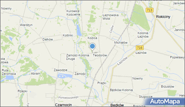 mapa Teodorów, Teodorów gmina Będków na mapie Targeo