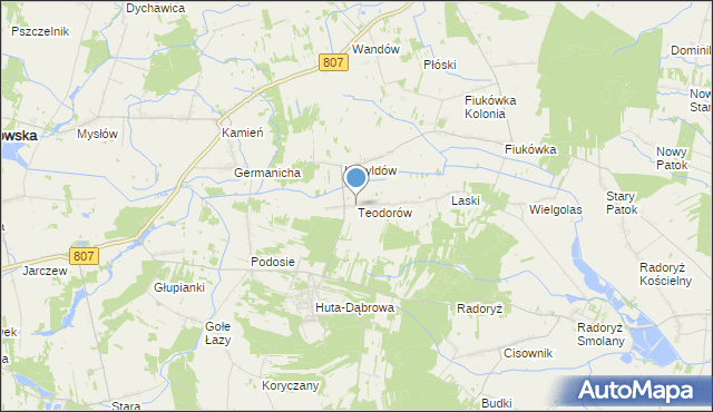 mapa Teodorów, Teodorów gmina Krzywda na mapie Targeo