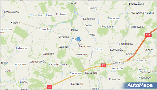 mapa Teodorów, Teodorów gmina Policzna na mapie Targeo