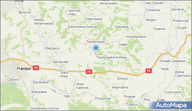 mapa Teodorówka-Kolonia, Teodorówka-Kolonia na mapie Targeo