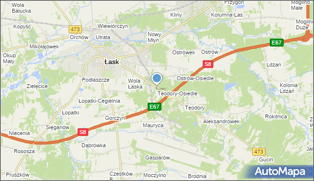 mapa Teodory-Osiedle, Teodory-Osiedle na mapie Targeo