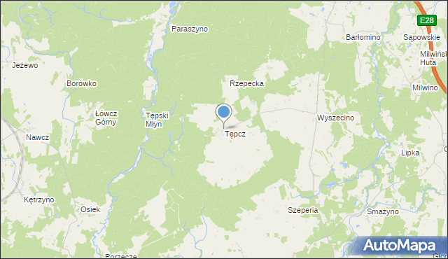 mapa Tępcz, Tępcz na mapie Targeo
