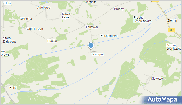 mapa Terespol, Terespol gmina Rakoniewice na mapie Targeo