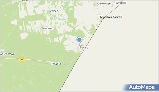 mapa Tokary, Tokary gmina Mielnik na mapie Targeo