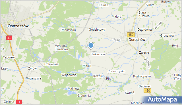 mapa Tokarzew, Tokarzew gmina Doruchów na mapie Targeo