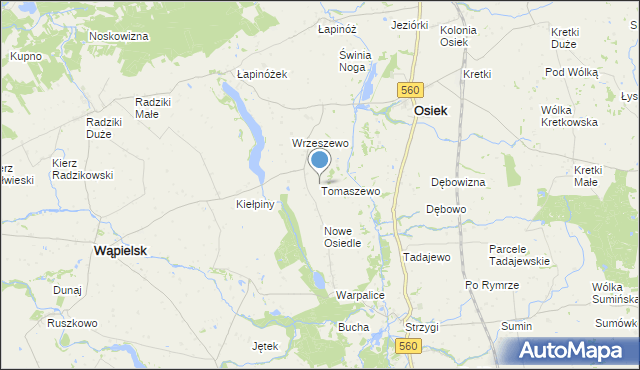 mapa Tomaszewo, Tomaszewo gmina Osiek na mapie Targeo
