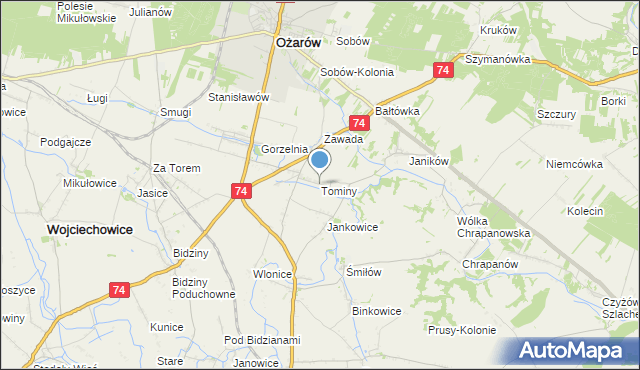 mapa Tominy, Tominy na mapie Targeo