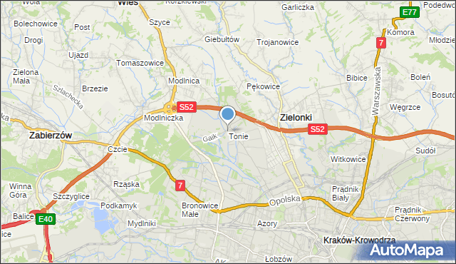 kraków tonie mapa Mapa Tonie, Tonie na mapie Targeo