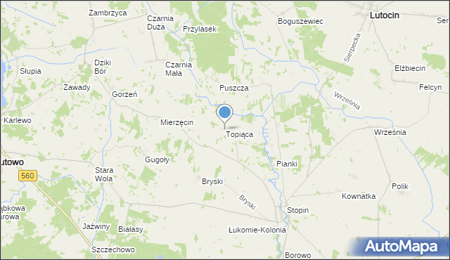 mapa Topiąca, Topiąca na mapie Targeo