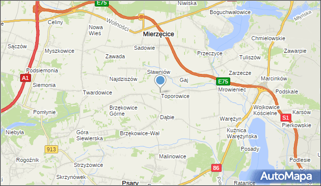 mapa Toporowice, Toporowice na mapie Targeo