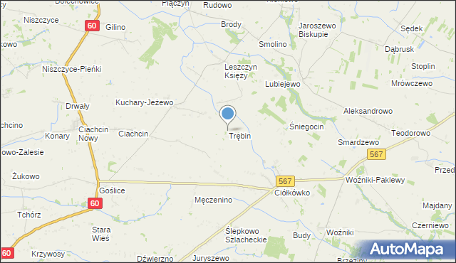 mapa Trębin, Trębin na mapie Targeo