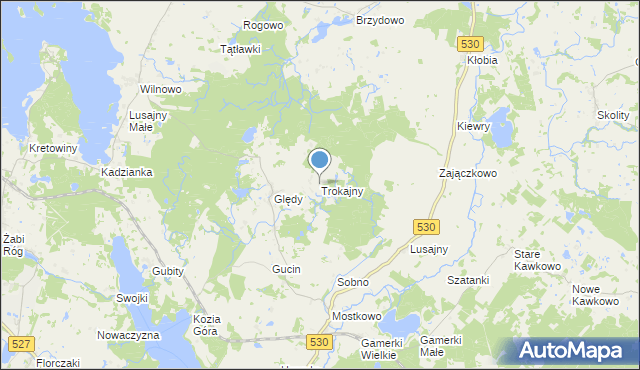 mapa Trokajny, Trokajny gmina Łukta na mapie Targeo