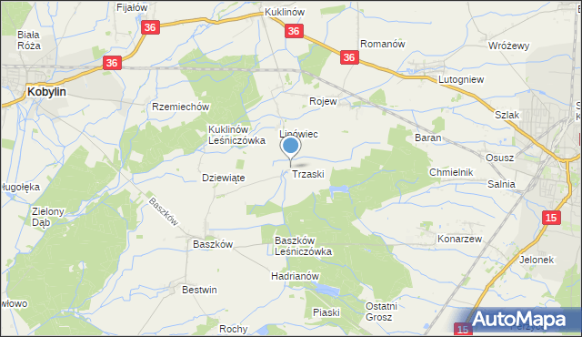 mapa Trzaski, Trzaski gmina Zduny na mapie Targeo