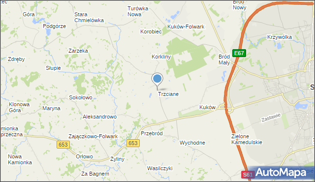 mapa Trzciane, Trzciane na mapie Targeo