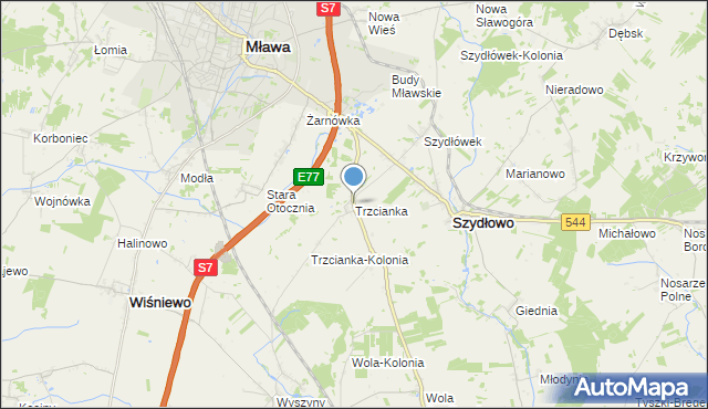 mapa Trzcianka, Trzcianka gmina Szydłowo na mapie Targeo