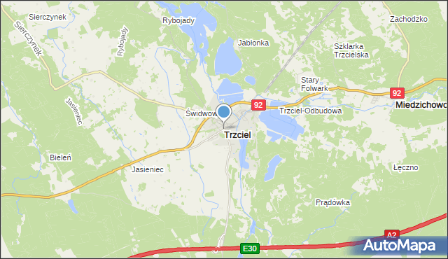 mapa Trzciel, Trzciel powiat międzyrzecki na mapie Targeo