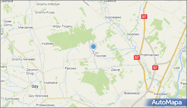 mapa Trzciniec, Trzciniec gmina Pułtusk na mapie Targeo