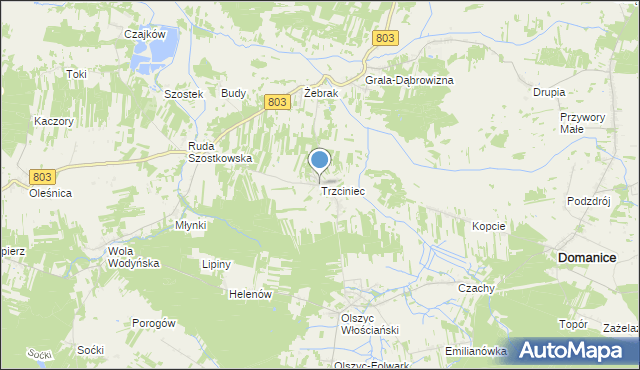 mapa Trzciniec, Trzciniec gmina Skórzec na mapie Targeo