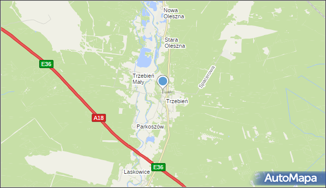 mapa Trzebień, Trzebień gmina Bolesławiec na mapie Targeo