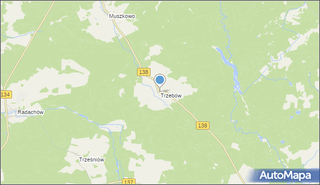 mapa Trzebów, Trzebów gmina Sulęcin na mapie Targeo