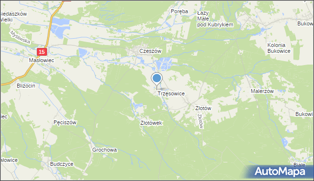 mapa Trzęsowice, Trzęsowice na mapie Targeo