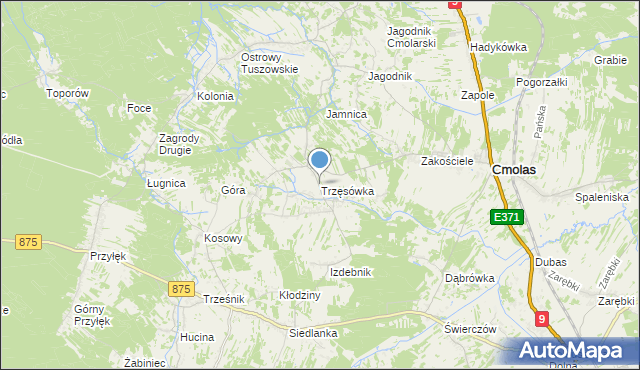 mapa Trzęsówka, Trzęsówka na mapie Targeo