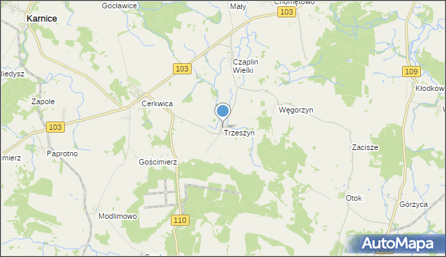 mapa Trzeszyn, Trzeszyn na mapie Targeo