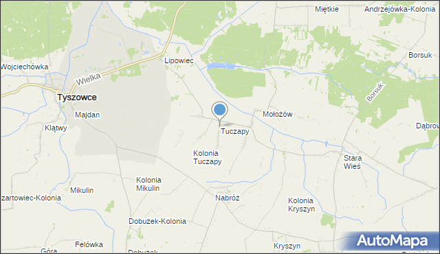 mapa Tuczapy, Tuczapy gmina Mircze na mapie Targeo