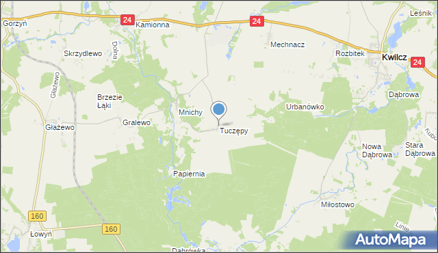 mapa Tuczępy, Tuczępy gmina Międzychód na mapie Targeo