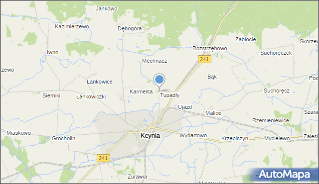 mapa Tupadły, Tupadły gmina Kcynia na mapie Targeo