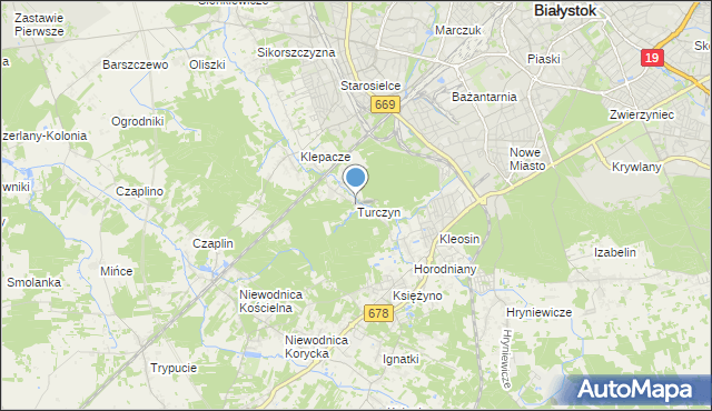mapa Turczyn, Turczyn gmina Choroszcz na mapie Targeo