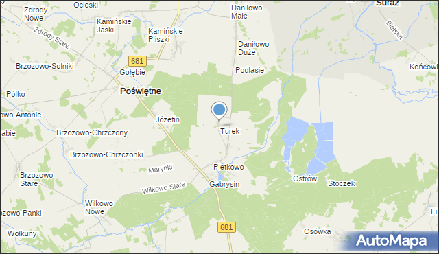 mapa Turka, Turek gmina Poświętne na mapie Targeo