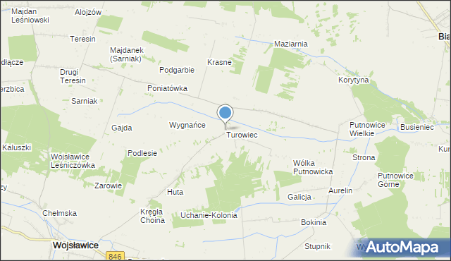 mapa Turowiec, Turowiec gmina Wojsławice na mapie Targeo