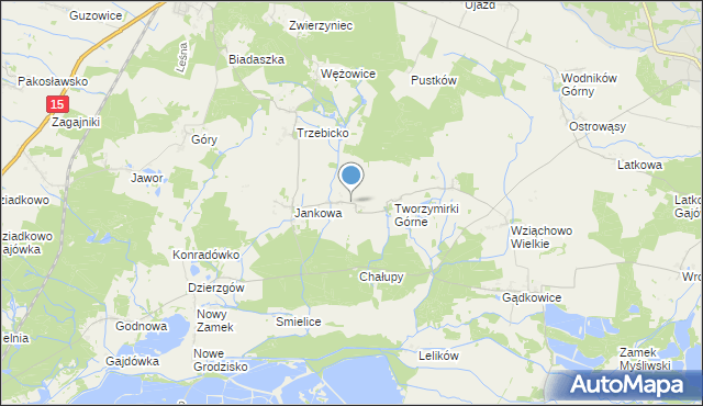 mapa Tworzymirki, Tworzymirki gmina Milicz na mapie Targeo
