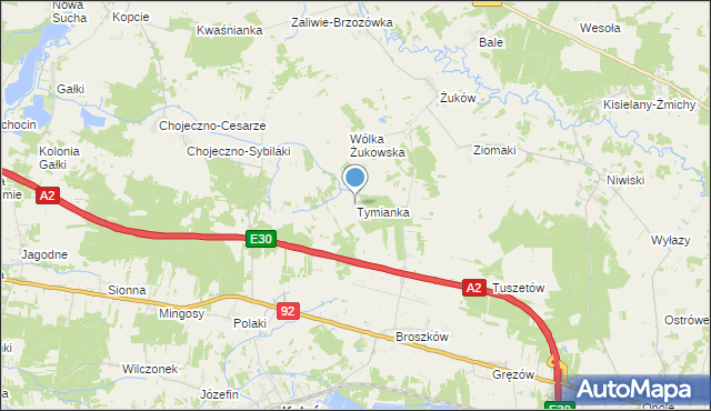 mapa Tymianka, Tymianka gmina Kotuń na mapie Targeo