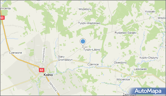 mapa Tyszki-Łabno, Tyszki-Łabno na mapie Targeo