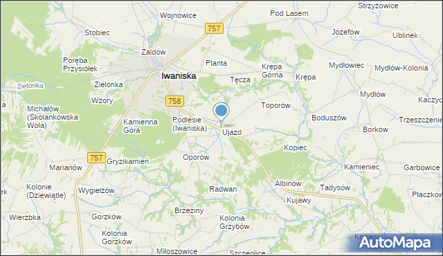mapa Ujazd, Ujazd gmina Iwaniska na mapie Targeo