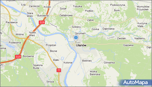 mapa Ulanów, Ulanów powiat niżański na mapie Targeo
