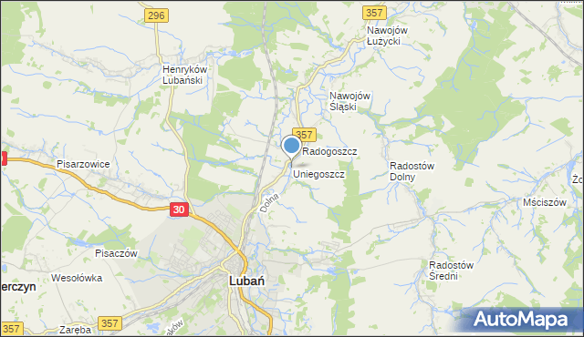 mapa Uniegoszcz, Uniegoszcz na mapie Targeo