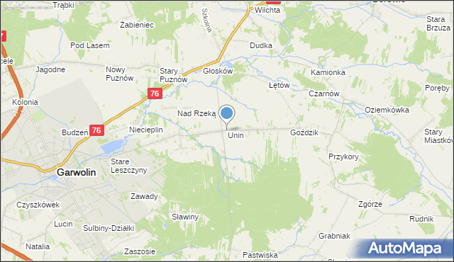 mapa Unin, Unin gmina Górzno na mapie Targeo