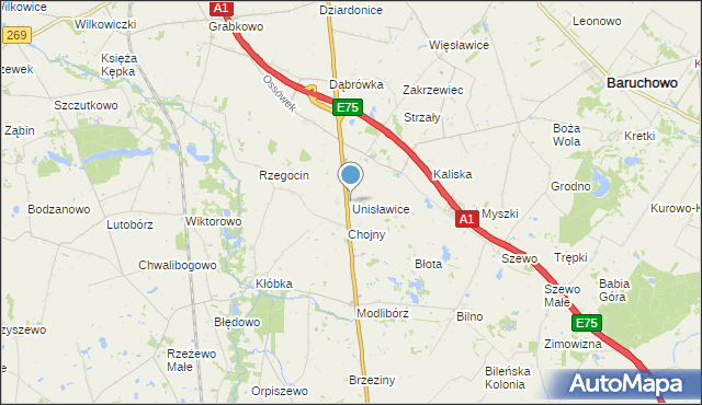 mapa Unisławice, Unisławice na mapie Targeo