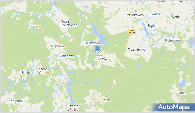 mapa Uradz, Uradz na mapie Targeo