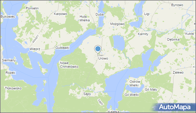 mapa Urowo, Urowo na mapie Targeo