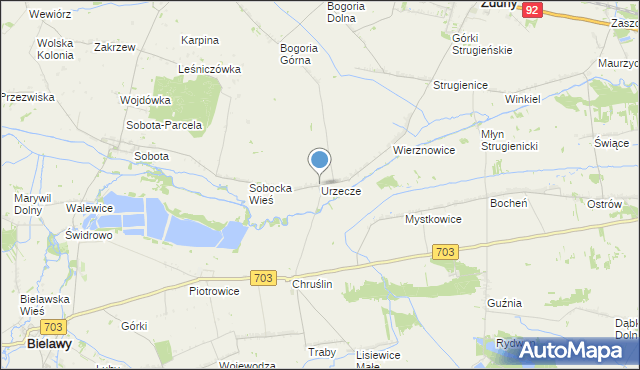 mapa Urzecze, Urzecze gmina Zduny na mapie Targeo