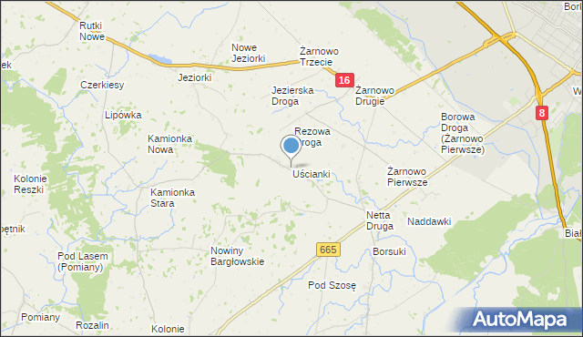 mapa Uścianki, Uścianki gmina Augustów na mapie Targeo