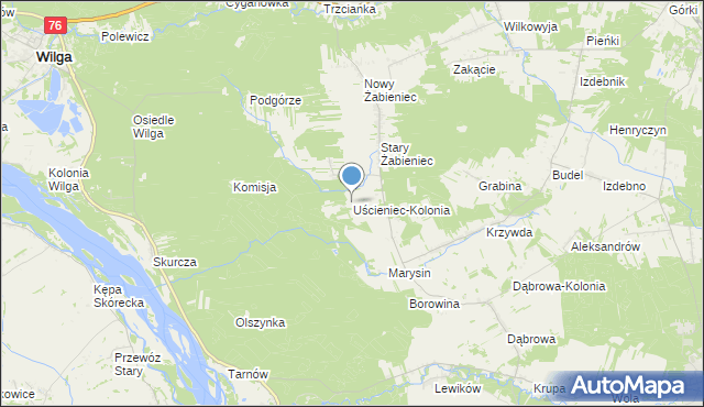 mapa Uścieniec-Kolonia, Uścieniec-Kolonia na mapie Targeo