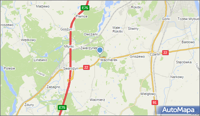 mapa Waćmierek, Waćmierek na mapie Targeo