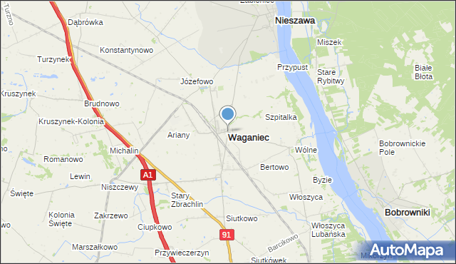 mapa Waganiec, Waganiec na mapie Targeo